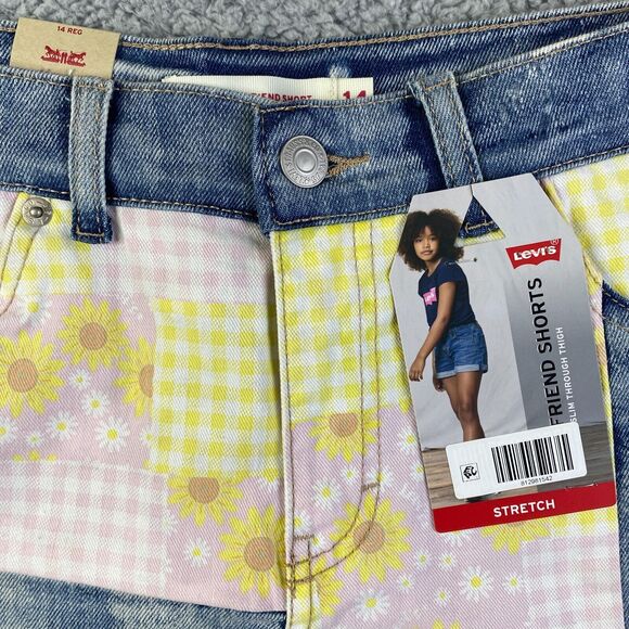 Levi Girlfriend Shorts Girls Size 14 Reg Multi Color Patch NWT - NEW - Picture 5 of 13